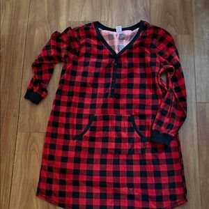 Cozy Checkered Kids Nightgown - Red and Black